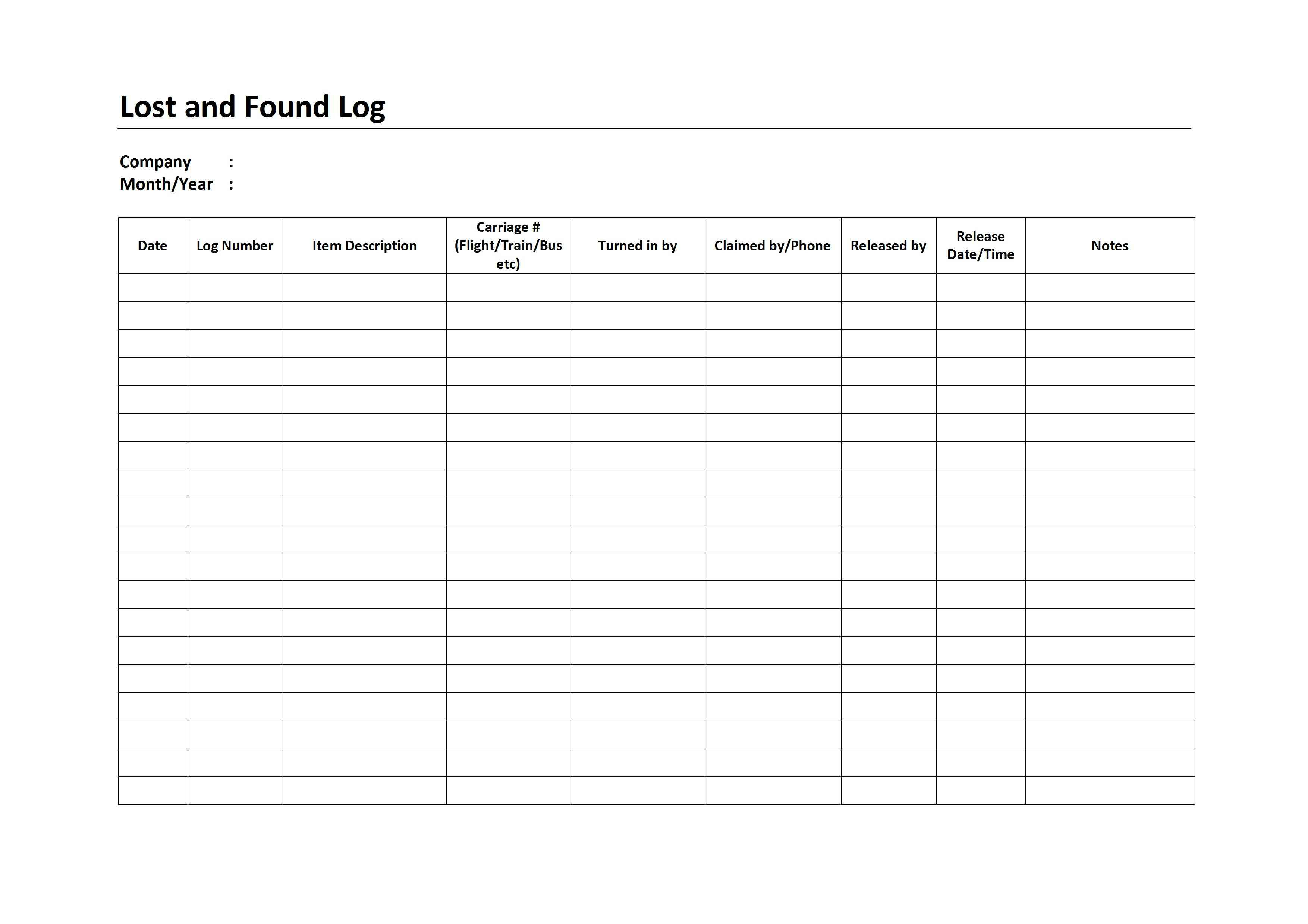 Lost and Found Log