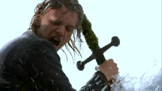 Young Arthur Pendragon (Jamie Campbell Bower) pulls the famed sword in the stone in the second episode of "Camelot."