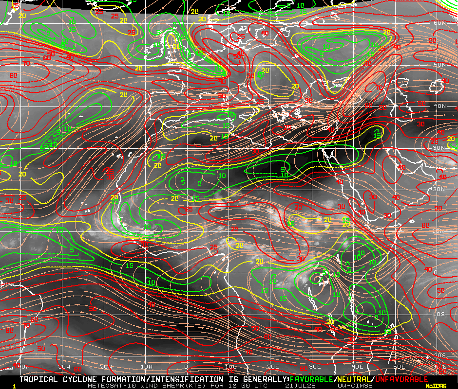 Deep-Layer Wind Shear - East Atlantic