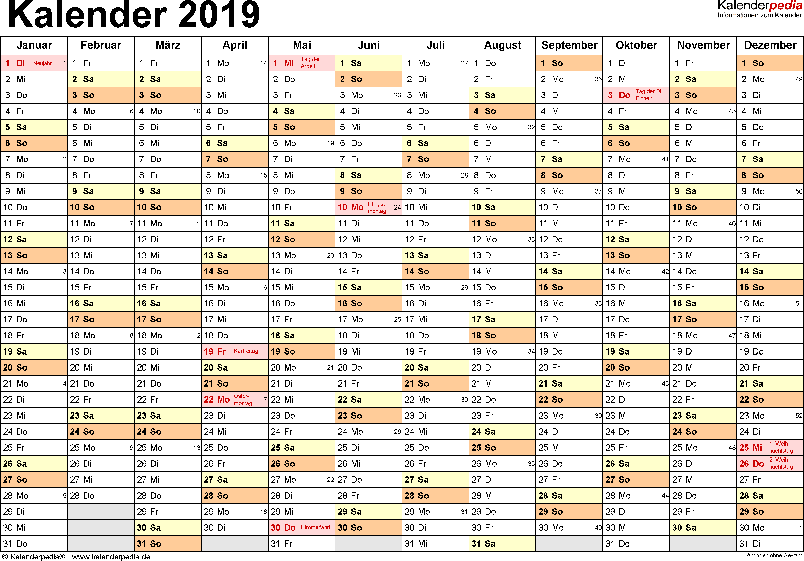 Bildergebnis für kalender 2019