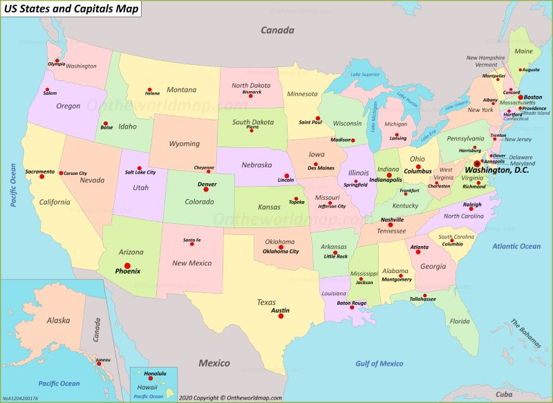 Us Capitals And States Map U.S. States and Capitals Map