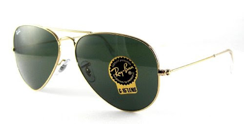 Ray Ban Sunglasses Aviator Large Metal 3025 L0205 Arista/Crystal Green (G-15XLT), 58mm