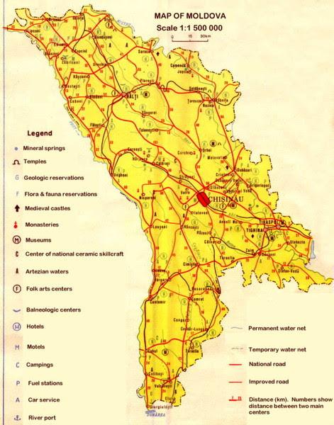 Moldova roads Map \u2022 mappery
