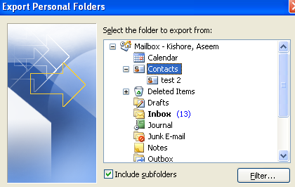 export contact outlook 2007