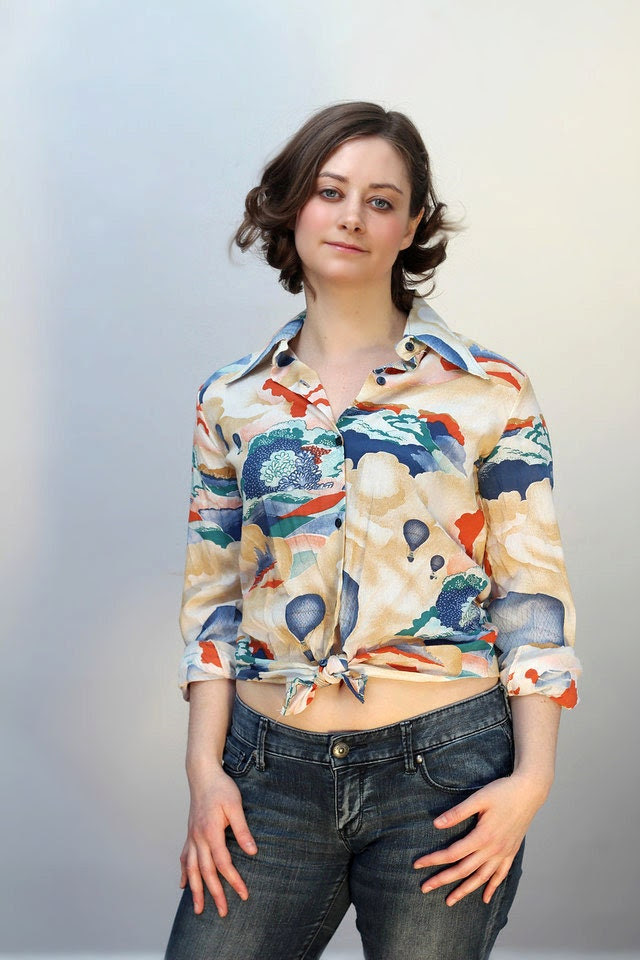 1970s vintage Japanese button up shirt with hot air balloon motif / modern US size M - HopscotchandSoda