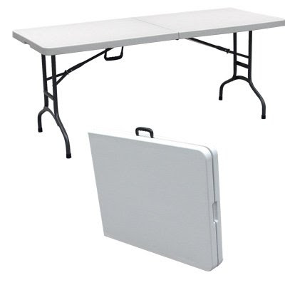 Portable 8' Plastic Banquet Table GREEN - Folds in Half
