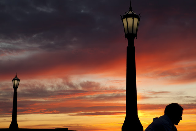 Lone sunset person