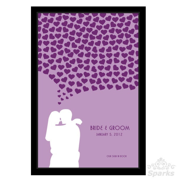 Printable Wedding sign in book with purple hearts and lilac - Wedding Tree Guest book Alternative - DIY Wedding Tree