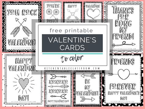  printable valentine cards to color the kitchen table classroom