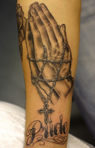  and praying hands Tattoo 