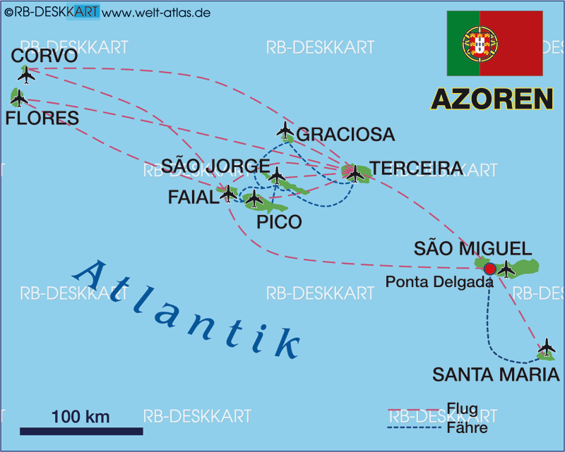 Map of Azores Islands