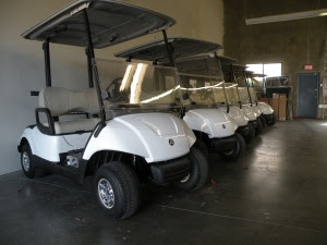 white yamaha drive electric gas golf cart