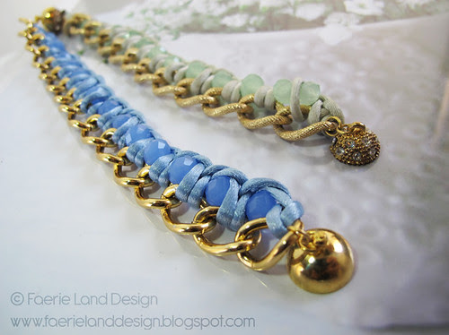 Bracciali con filo e cristalli