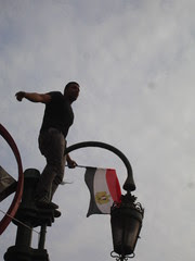 Egyptian protester with a flag