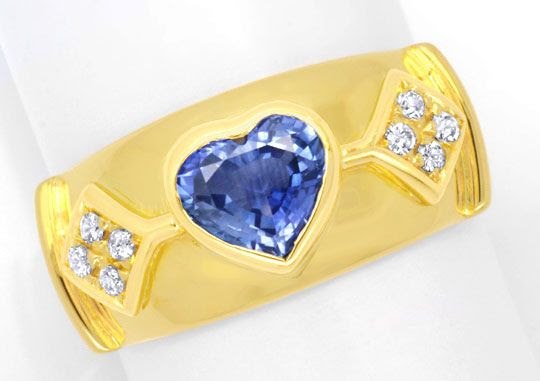 Original-Foto 2, BRILLANTRING, SPITZEN-SAFIR-HERZ, 18K GOLD, LUXUS! NEU!