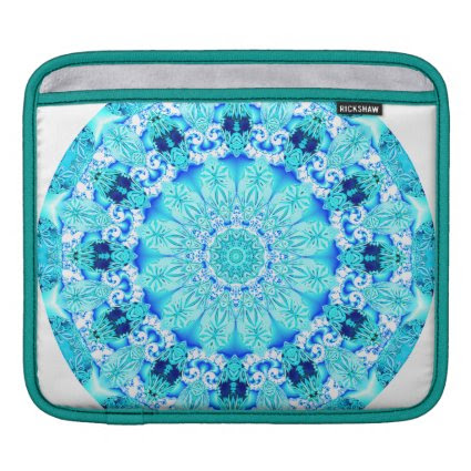 Aqua Lace Mandala, Delicate, Abstract iPad Sleeves