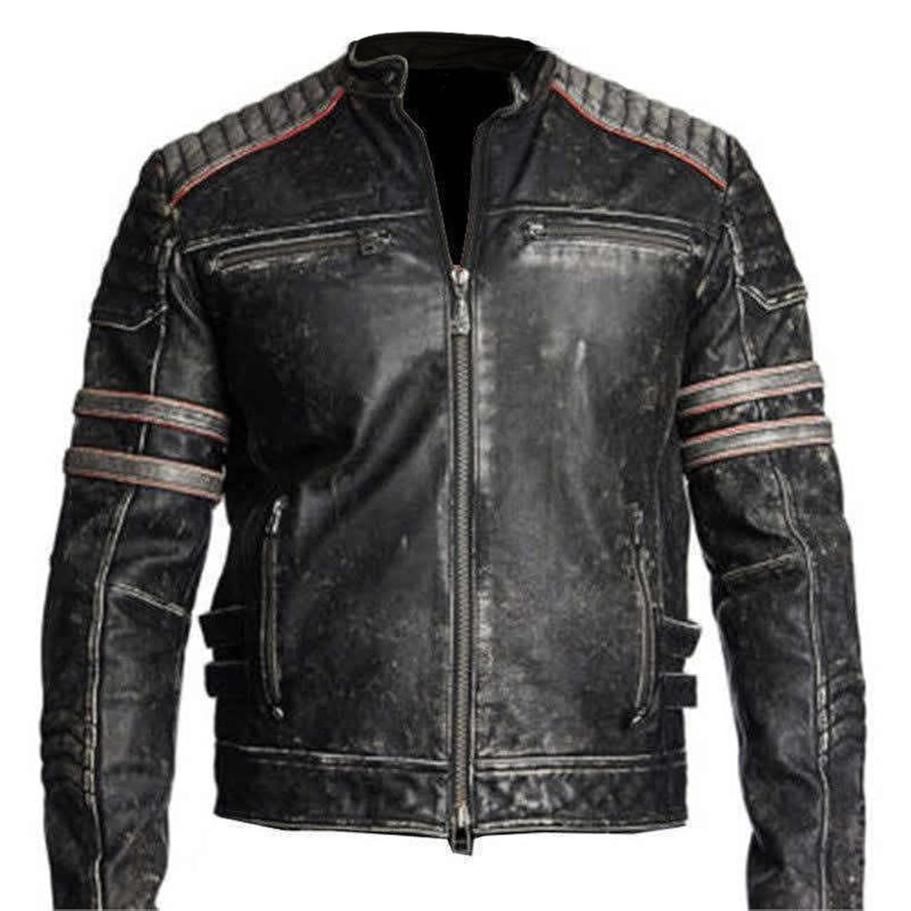 Men's Biker Vintage Motorcycle Distressed Black Retro ...