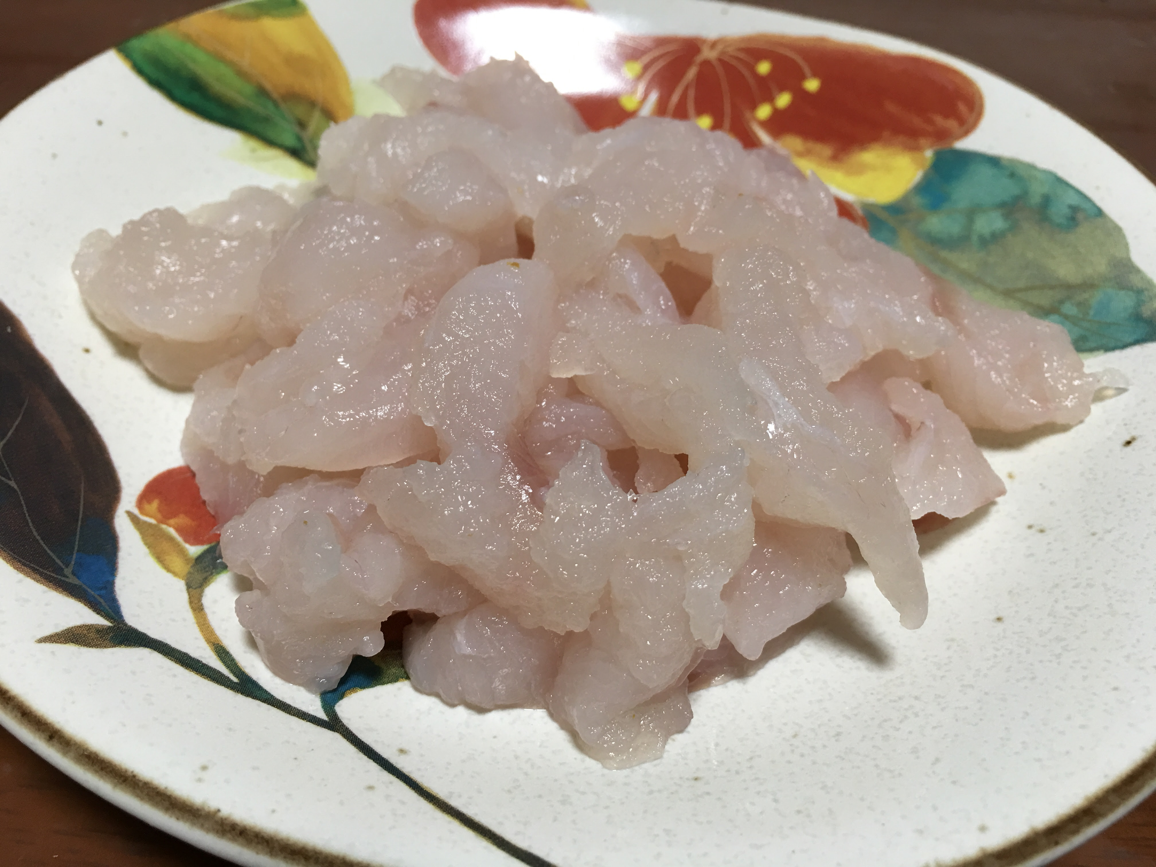珍魚を食べる エソのたたき 新鮮な魚はやっぱり美味い