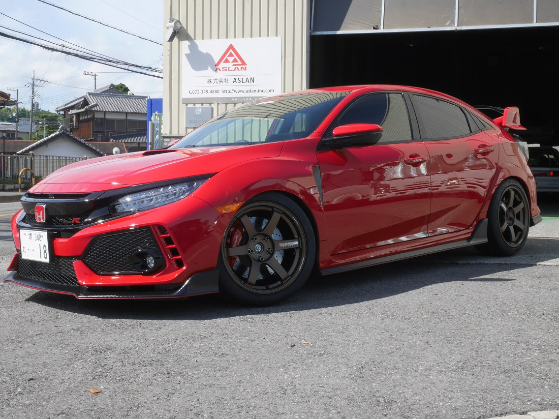 シビックタイプｒ ｆｋ８ Spirit車高調 Te37 Saga装着 Aslan アスラン 大阪 堺 レーシングカー製作 新車 中古車 販売 車検 鈑金 ワンオフパーツ製作 鈴鹿