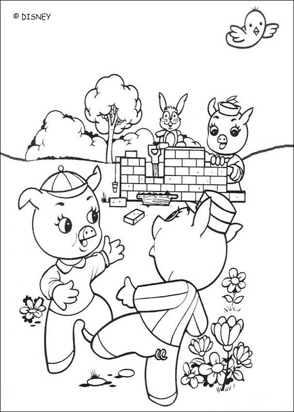 Dibujos Para Colorear Los Tres Felices Cerditos Es Hellokids Com