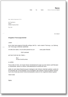 Aufforderung zur Zahlung von Ehegattenunterhalt ...