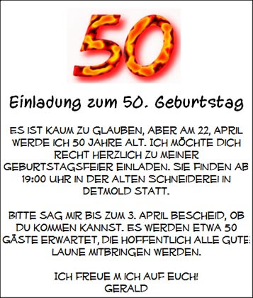 Einladungskarten Zum 50 Geburtstag Sprüche