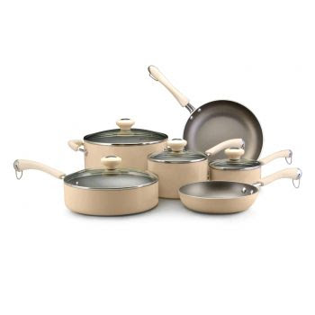 Paula Deen Traditional Porcelain 10-Piece Set- Oatmeal Beige & Tan