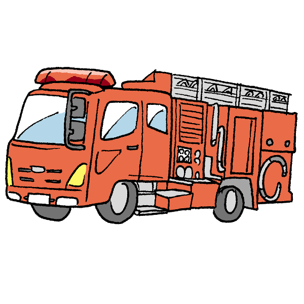 消防車のイラスト かわいいフリー素材が無料のイラストレイン