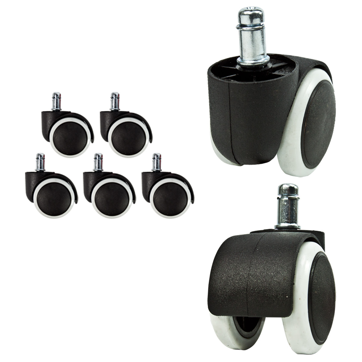 5 Set Office Chair Caster Soft Wheel Swivel Rubber Wooden ...