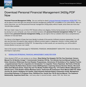 Download AudioBook 3420G PERSONAL FINANCIAL MANAGEMENT Download Now PDF