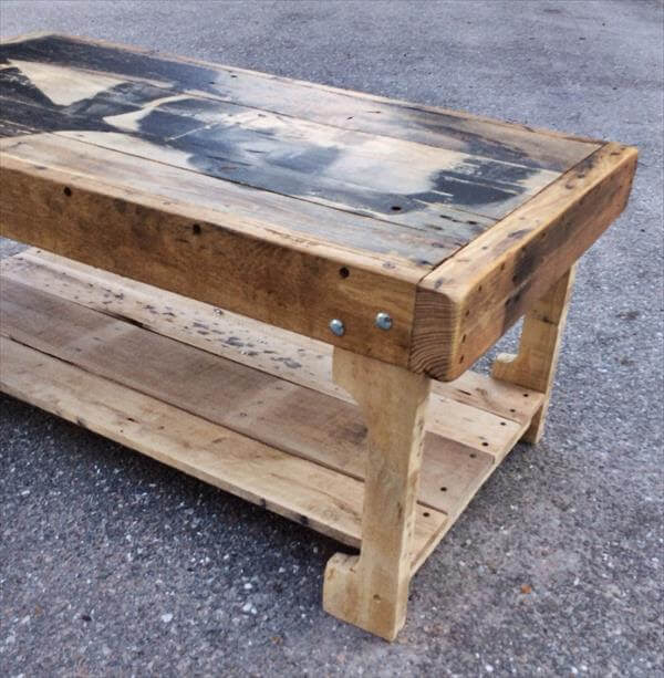 Pallet Coffee Table with Recycled Wood Shelf | 99 Pallets