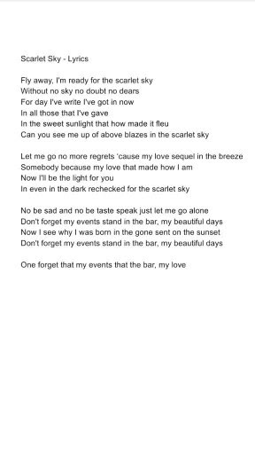 Scarlet Sky Lyrics By Me Bungou Stray Dogs Amino