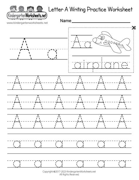  free printable letter a writing practice worksheet