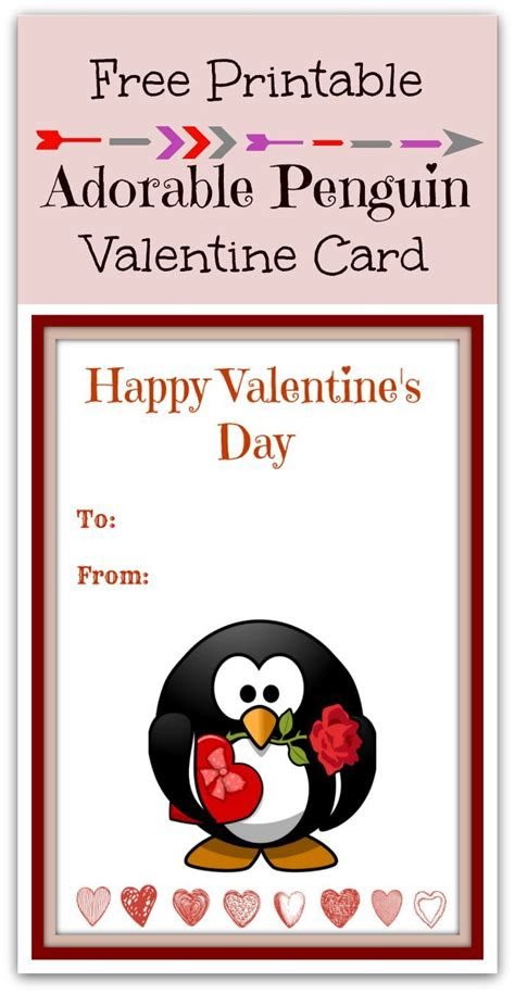  free printable cute penguin valentines day card valentines school