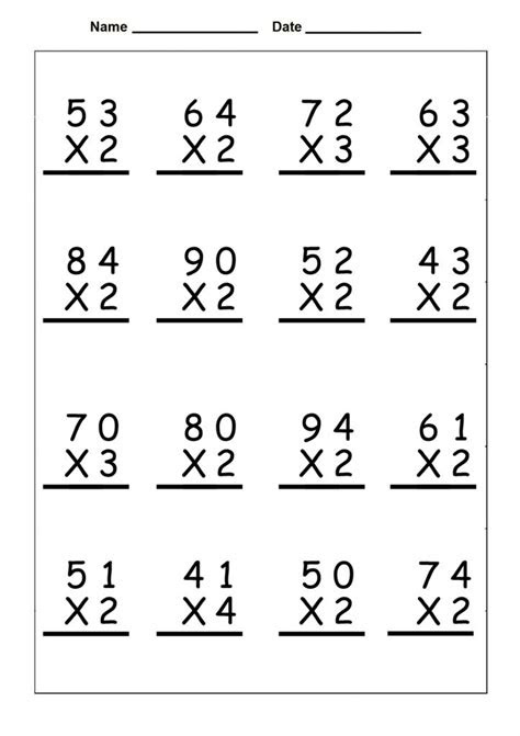  4 by 1 multiplication worksheet