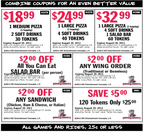 Chuck E. Cheese's Printable Coupon - Expires August 29, 2012