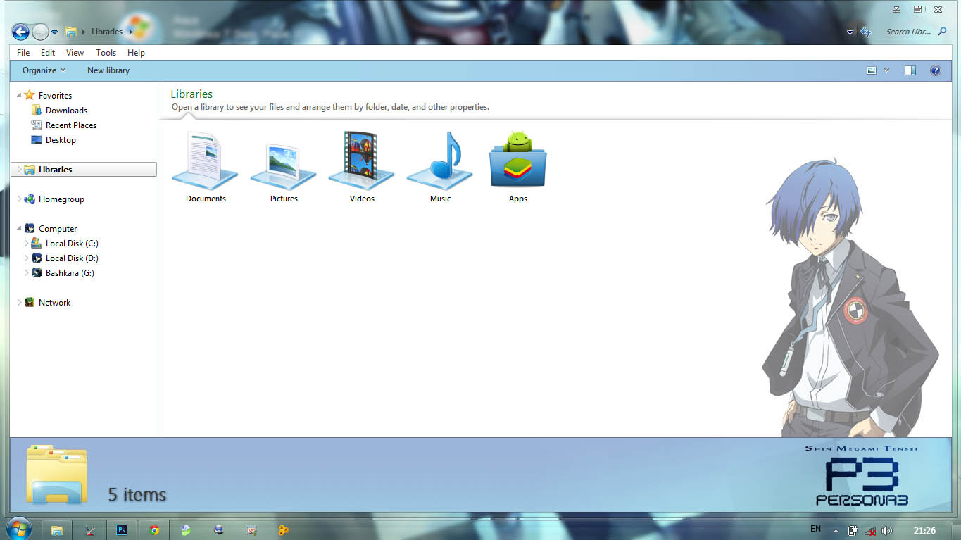 [Theme Win 7] Persona3 - Yuuki Makoto By Bashkara