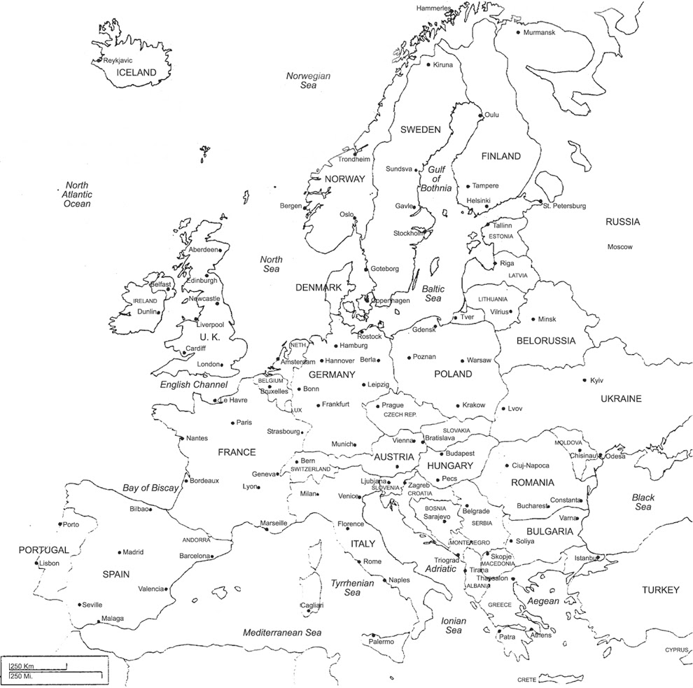 Disegno di Cartina Europa da scaricare