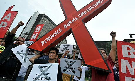 Free Burma Coalition stages a protest against the 7 November Burmese national elections in Manila 