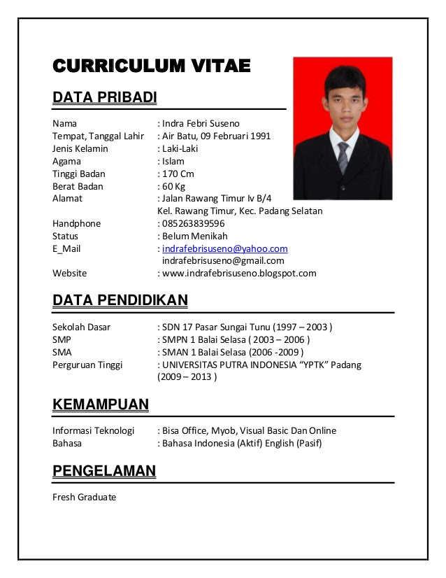 10+ Contoh Cv Menarik Simpel Images  Garut Flash