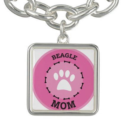 Circle Beagle Mom Badge Bracelets