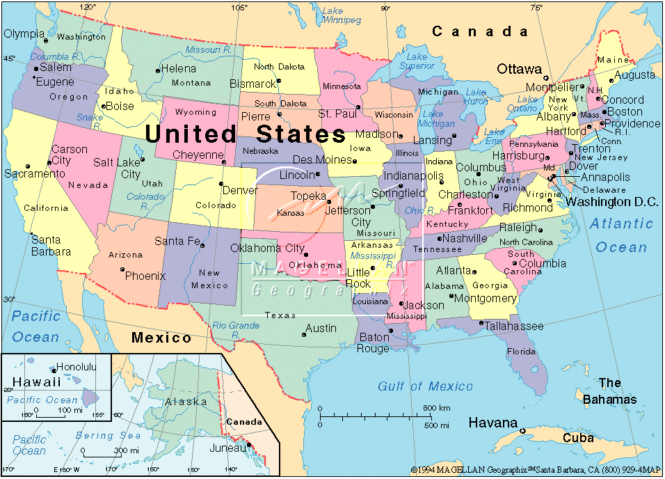 Map Of Usa Showing States And Capitals