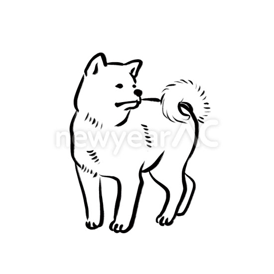 綺麗な犬 イラスト 年賀状 美しい花の画像
