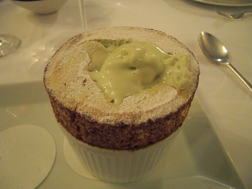 Pistachio souffle with Pistachio ice cream
