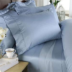 6pc Twin XL 600 Thread Count Egyptian Cotton Sheet Duvet Comforter BED IN BAG, Blue