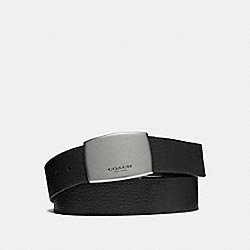 WIDE PLAQUE CUT-TO-SIZE REVERSIBLE PEBBLE LEATHER BELT - COACH f64842 - BLACK/DARK BROWN