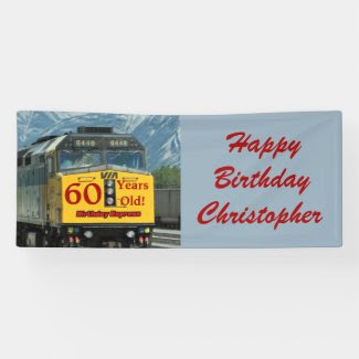 Personalized 60th Birthday Yellow Train Engine