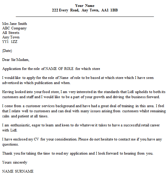 Lidl Cover Letter Example Icover Org Uk Icover Org Uk