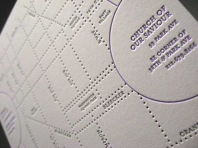 Jina Dots Letterpress Wedding Invitations Directions Close Up