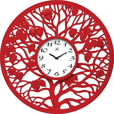 Infinity Instruments 31 Large Red Wall Clock, Red Oak